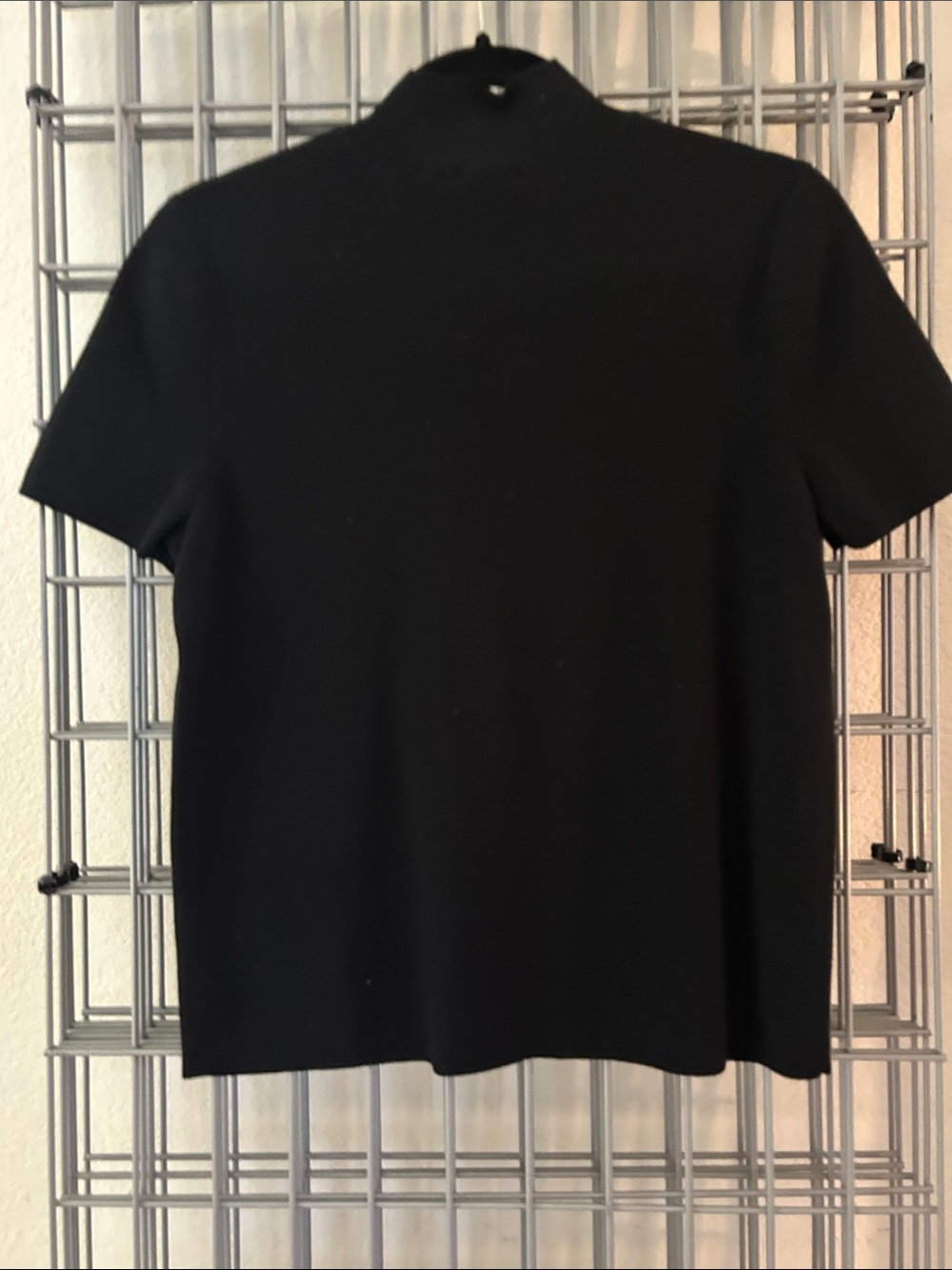 Saks Fifth ave Women Black Short-Sleeve Mock Neck Shirt - Picture 2 of 3